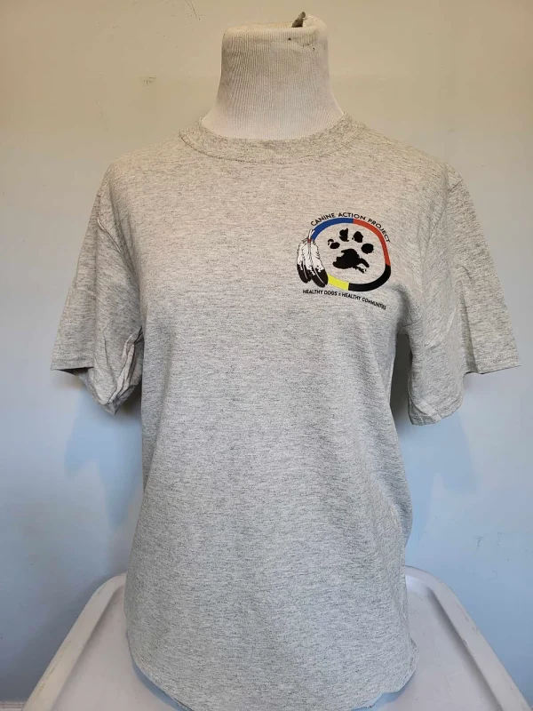 Unisex Indigenous Dog Art Tee (Gray) - Image 2